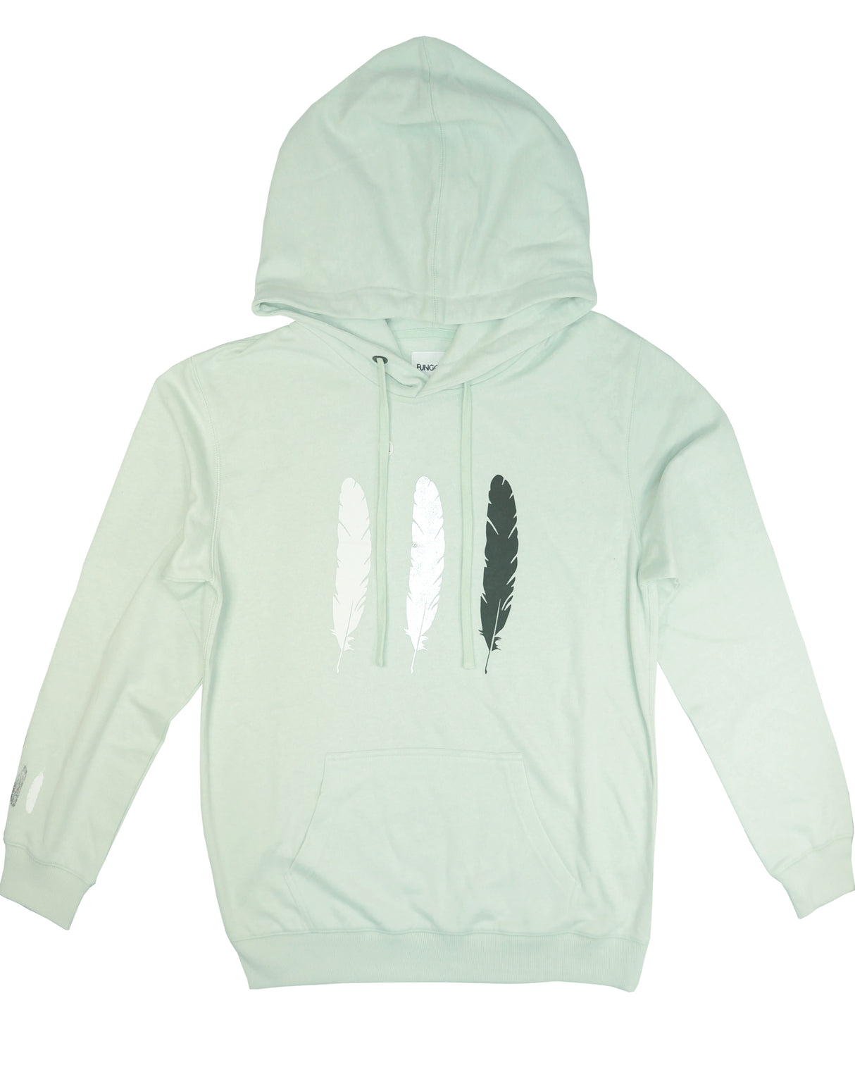 <A 000a001y6c1a>Fungolia Big Hood French Terry Hoodie - Large Feathers (Light Green)