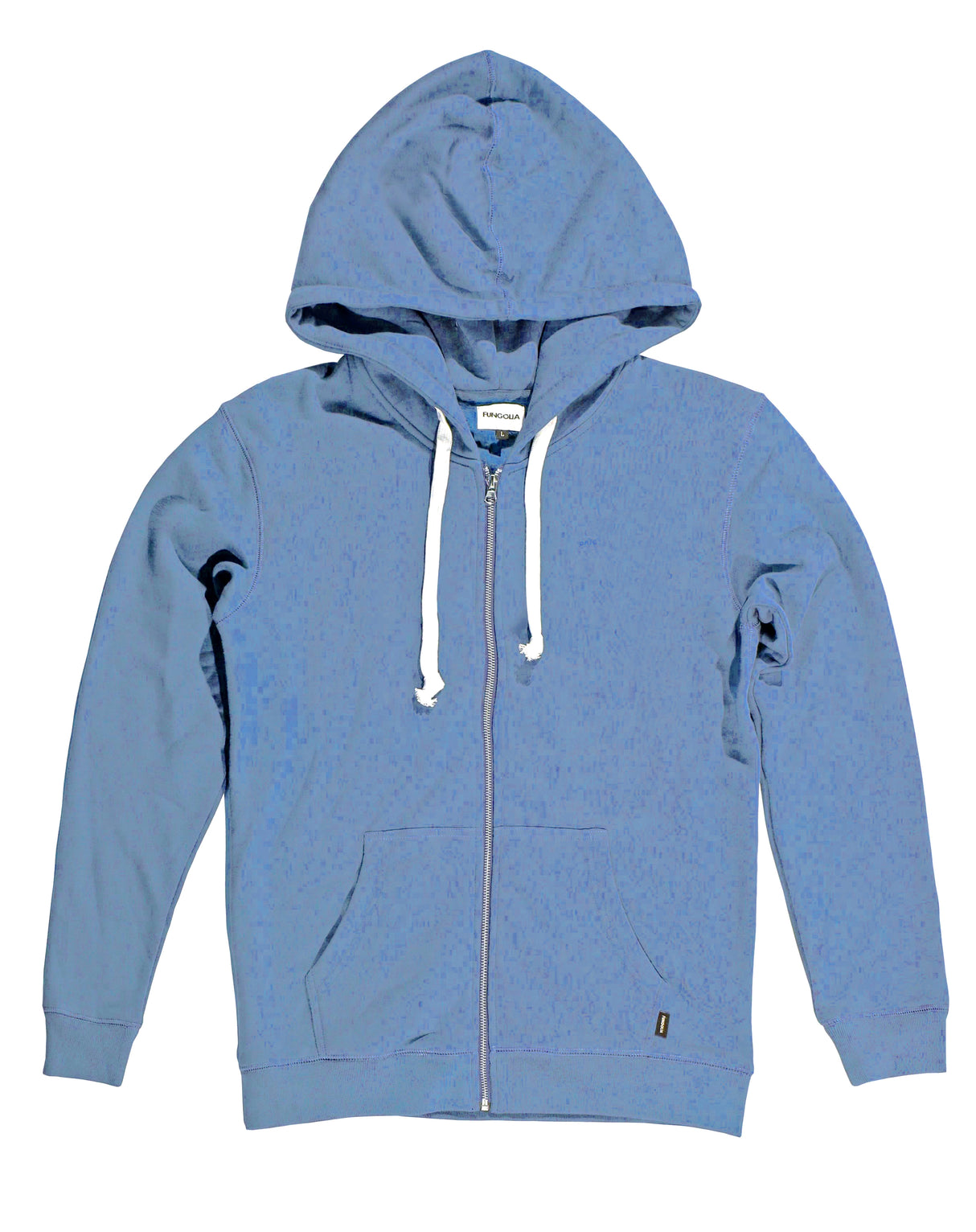 <A 000a110b>Fungolia Big Hood Fleece Zip-Up Hoodie - Plain (Dusty Blue)