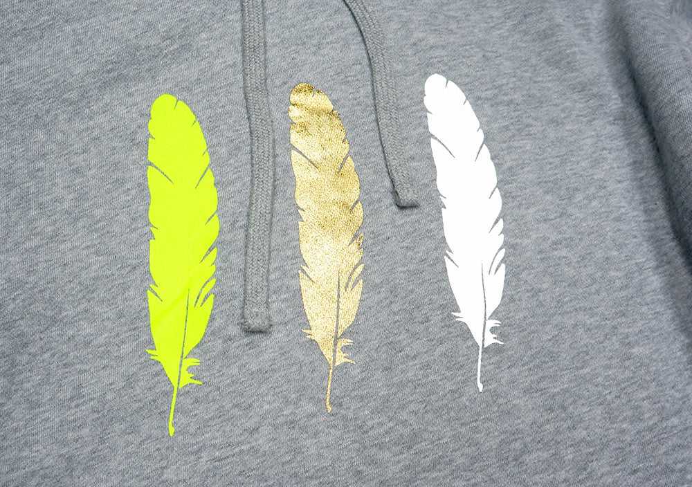 <A 000a001y6f>WBF Large Feathers Hoodie - Fleece (Heather Grey)