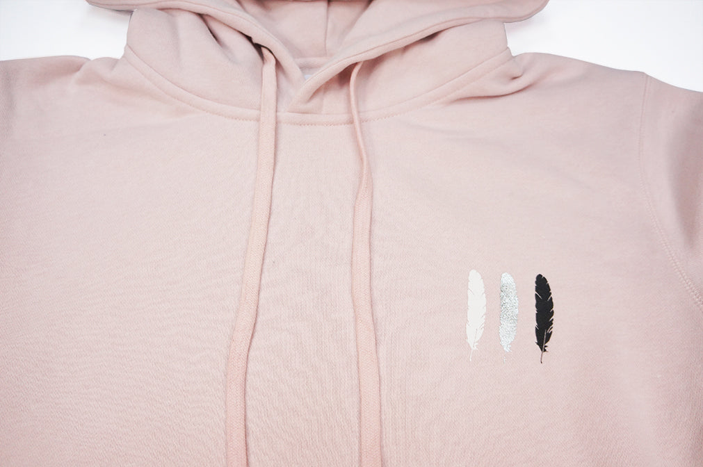 <A 000a109k>Fungolia Big Hood Fleece Hoodie - Small Feathers (Light Pink)