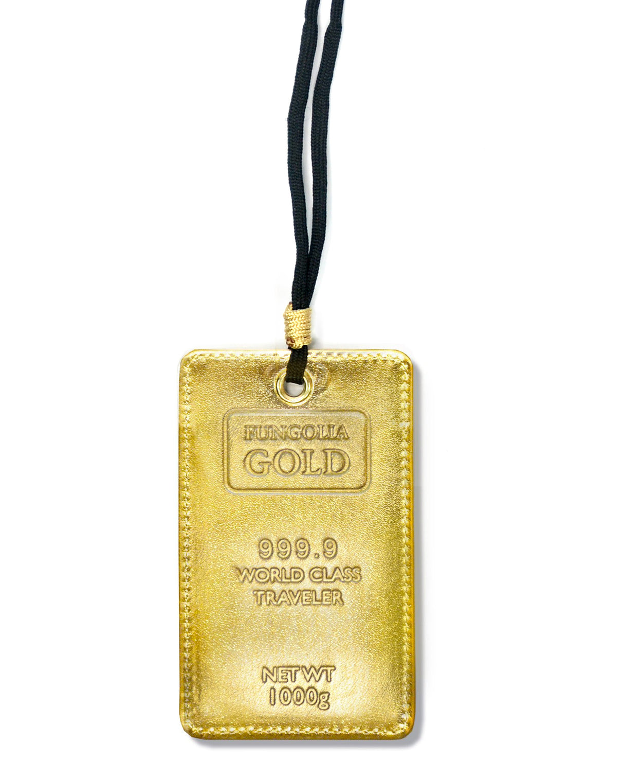 <A 000a001a99a1> Fungolia Gold Luggage Tag