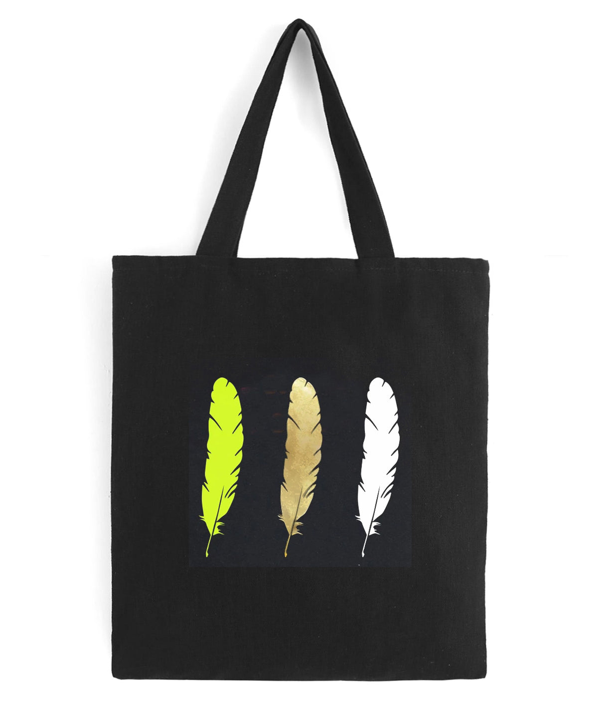 <A 000a001z3> Fungolia WBF Feathers cotton canvas tote bag (black)