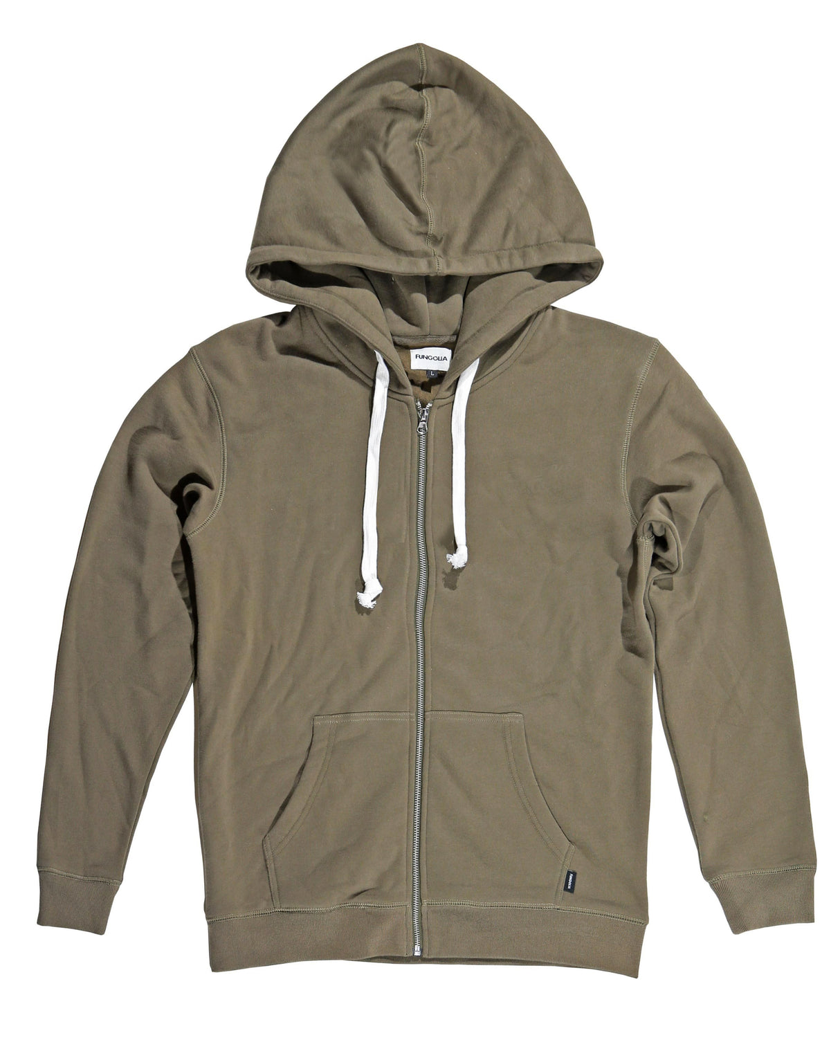 <A 000a110d>Fungolia Big Hood Fleece Zip-Up Hoodie - Plain (Army Green)