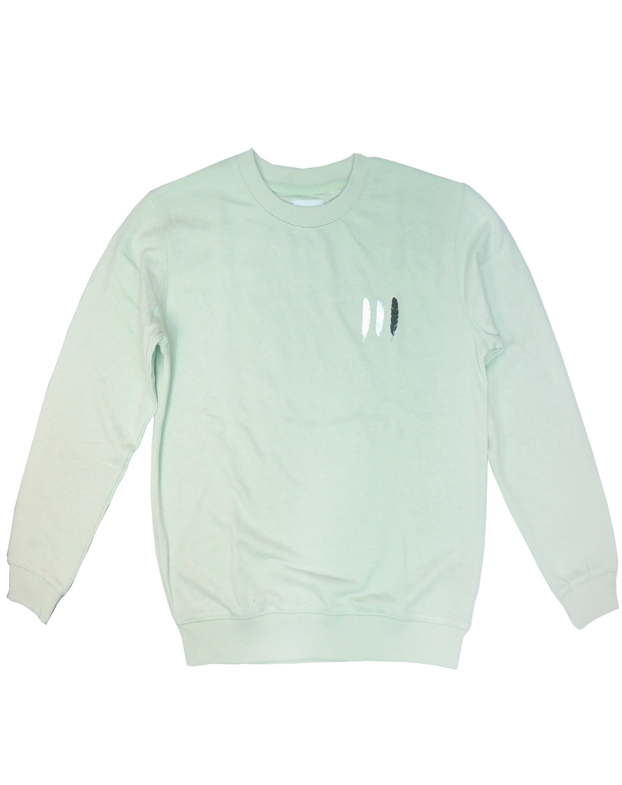 <A 000a001y6c1b>Fungolia French Terry Crew Neck Sweatshirt - Small Feathers (Light Green)