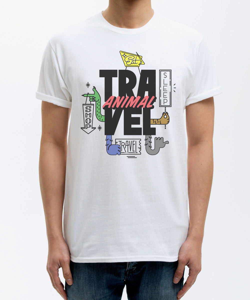 <Q002>Travel Animal x Seven Miles Tee (White)