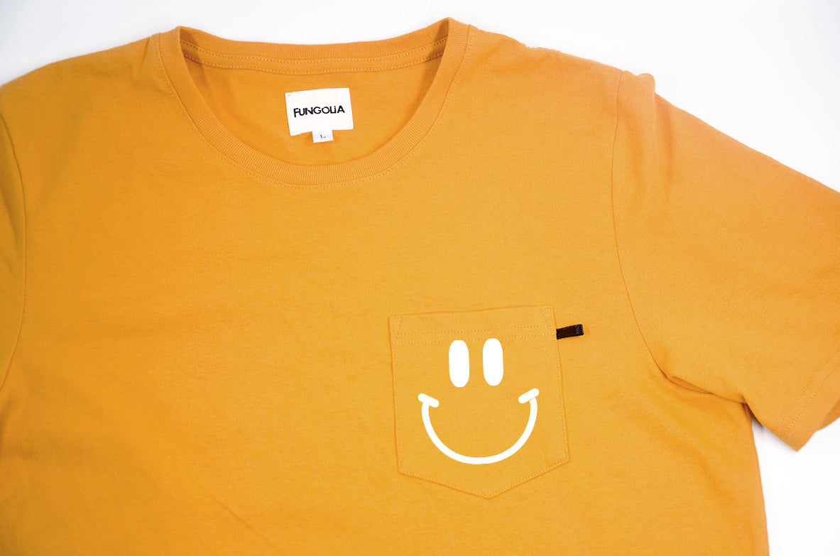 <A 057>Muse Pocket Tee - Mustard Yellow (Smiley Face)
