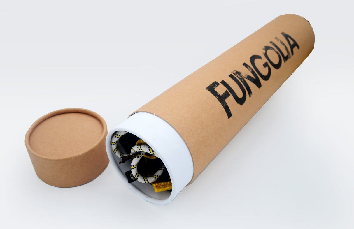 <A 001b1> Fungolia Premium drawstring backpack (Black/Yellow)