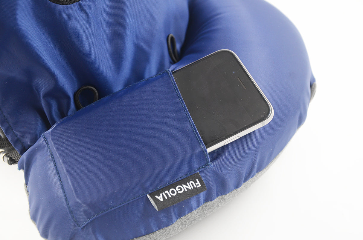 <A 000a001z9c> Fungolia MA-1 Memory Foam Travel Hoodie Pillow (Navy blue)