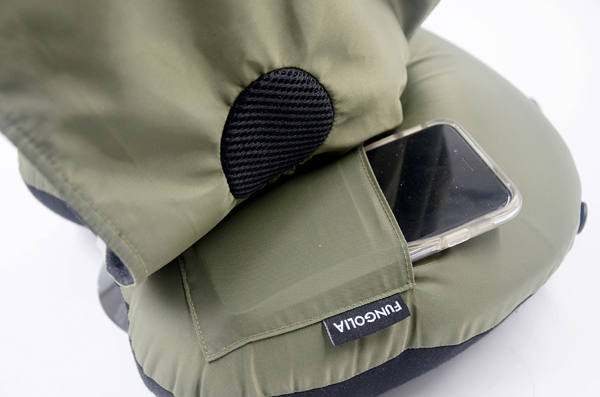 <A 000a001z9b> Fungolia MA-1 Memory Foam Travel Hoodie Pillow (green)