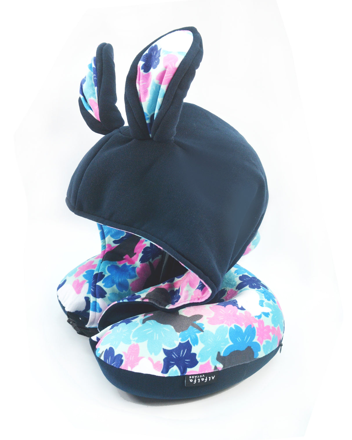 <A 000a50>"Bunny & Sakura" Memory Foam Travel Hoodie Pillow