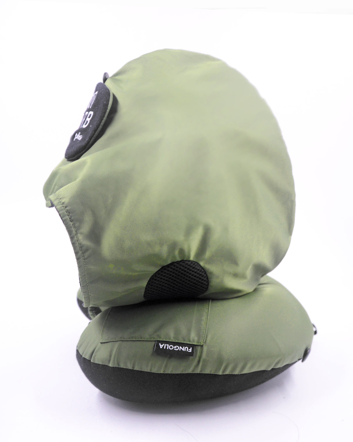 <A 000a001z9b> Fungolia MA-1 Memory Foam Travel Hoodie Pillow (green)