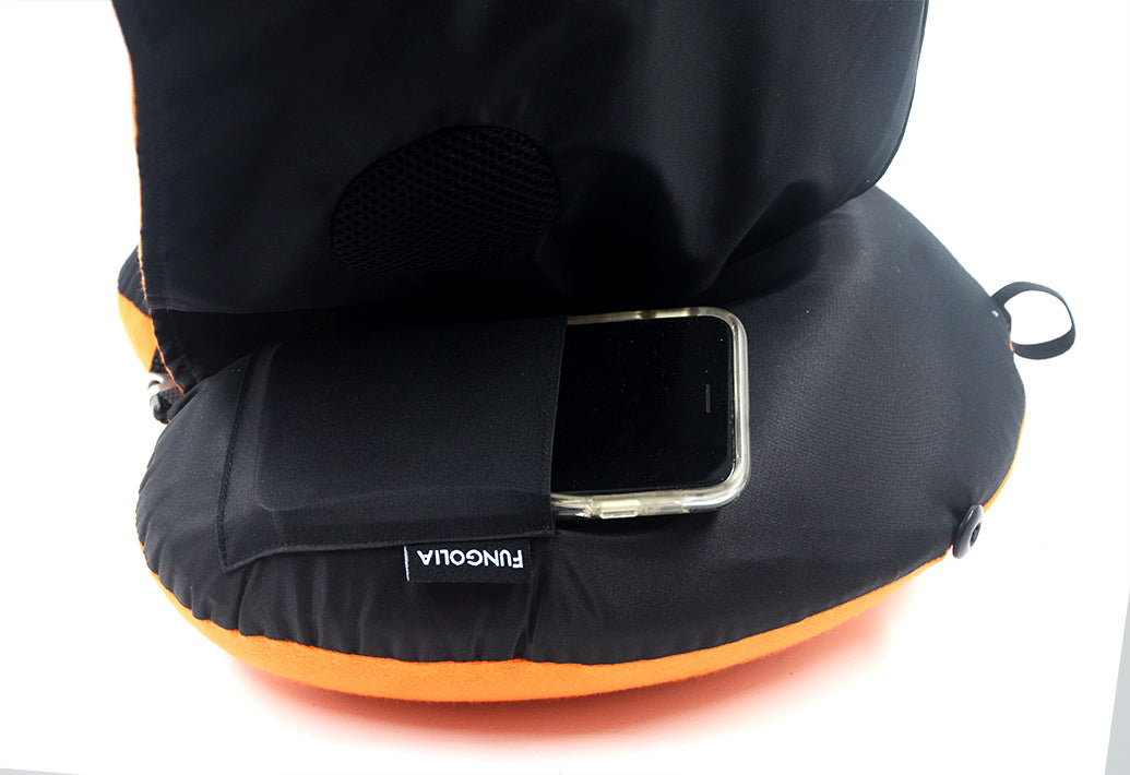 <A 001n>Fungolia MA-1 Memory Foam Travel Hoodie Pillow (black)