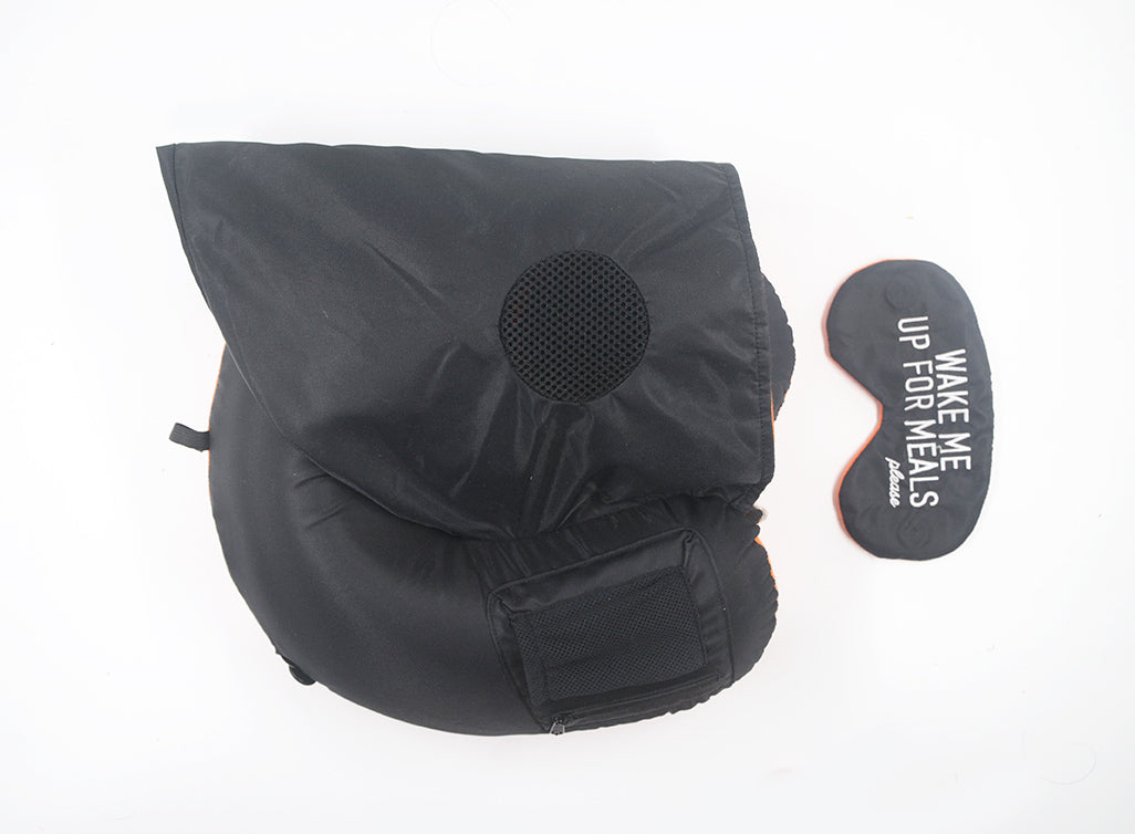 <A 001n>Fungolia MA-1 Memory Foam Travel Hoodie Pillow (black)