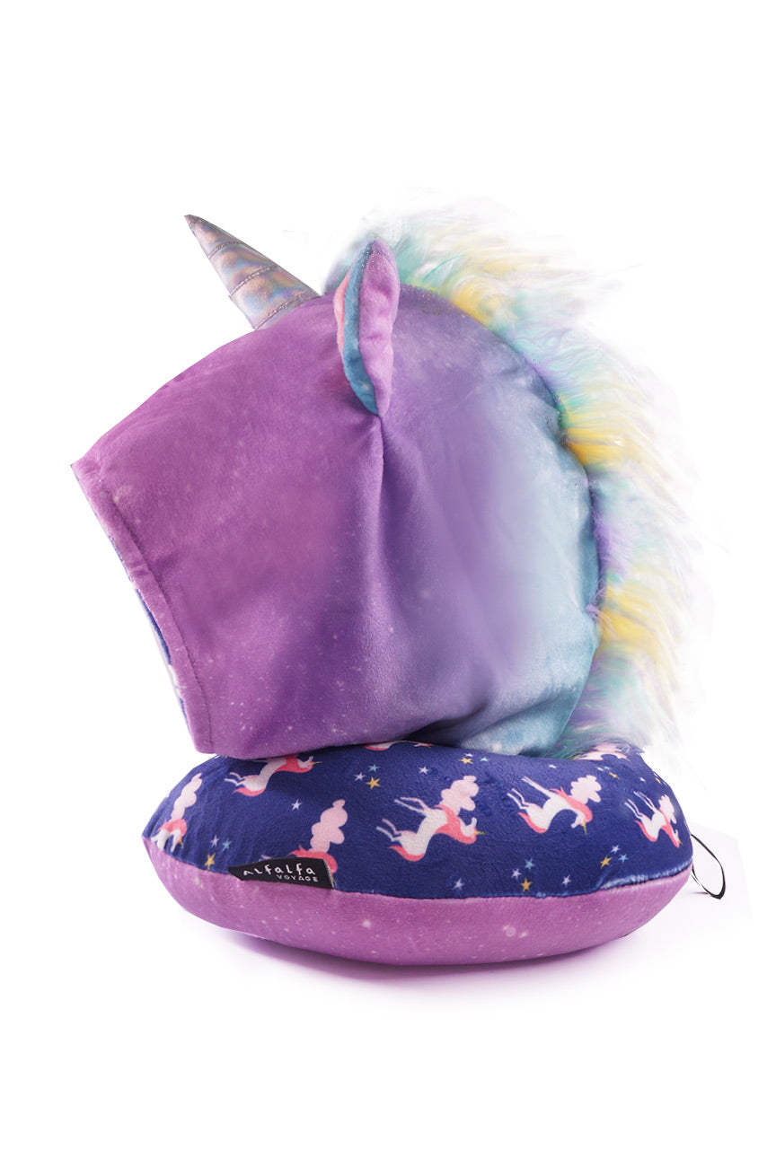 <A 000a002a>"Galaxy Unicorn" Memory Foam Travel Hoodie Pillow
