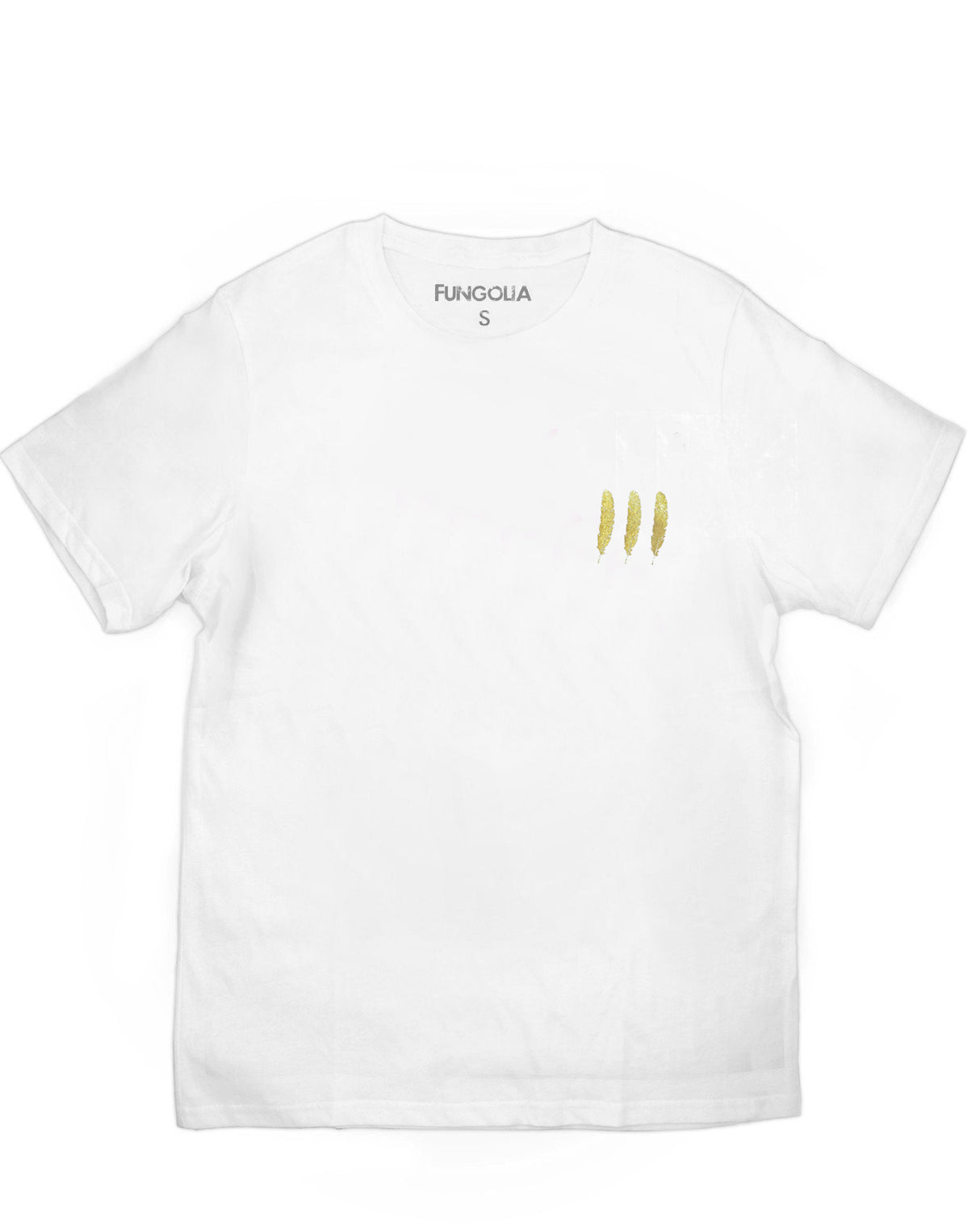 <A 001a11> Fungolia 3rd Anniversary Special Edition Gold Feather Tee (WHITE)