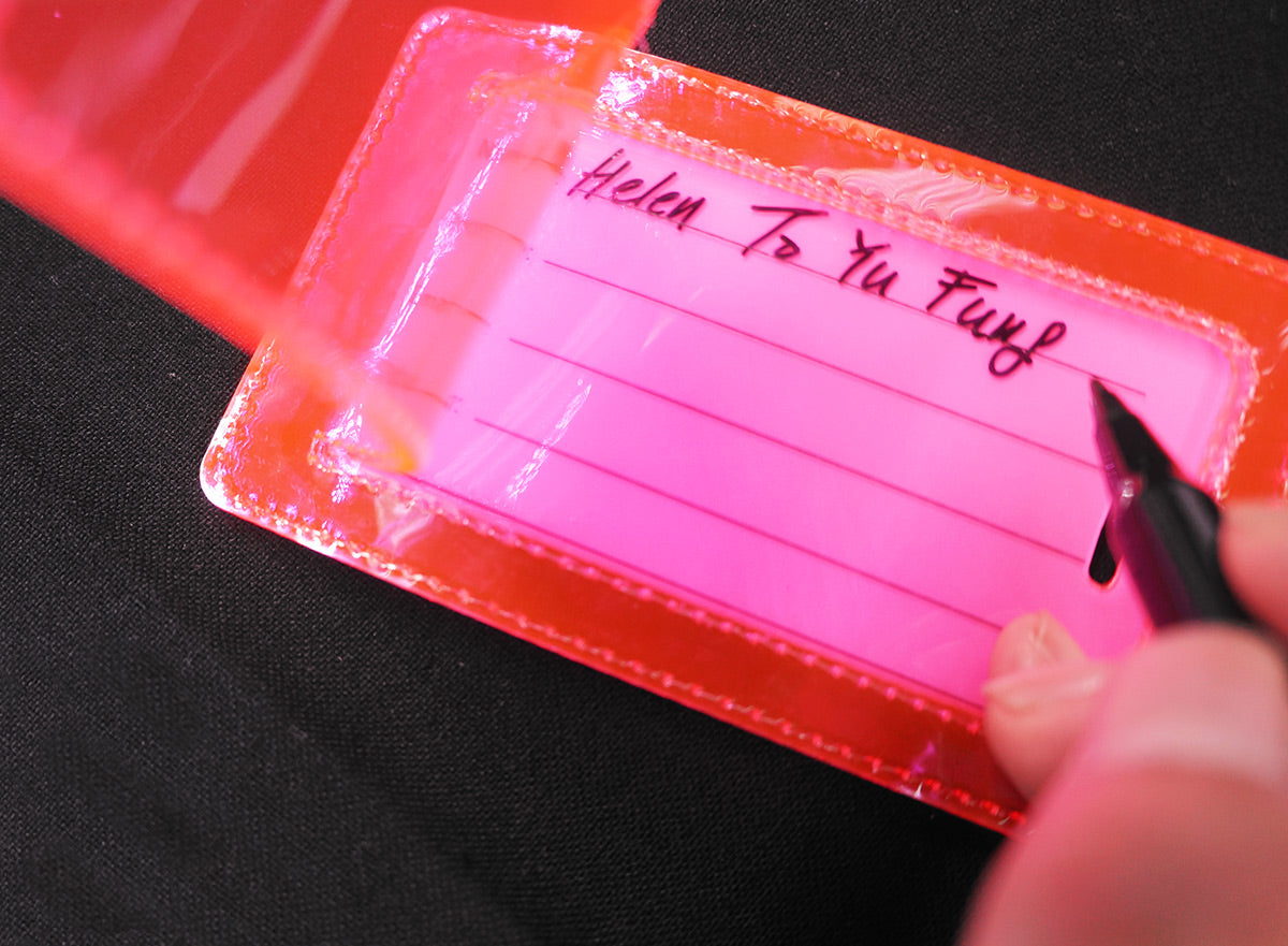 <A 000a001a99b1> Fungolia Premium PVC Neon Luggage Tag - Warning Message