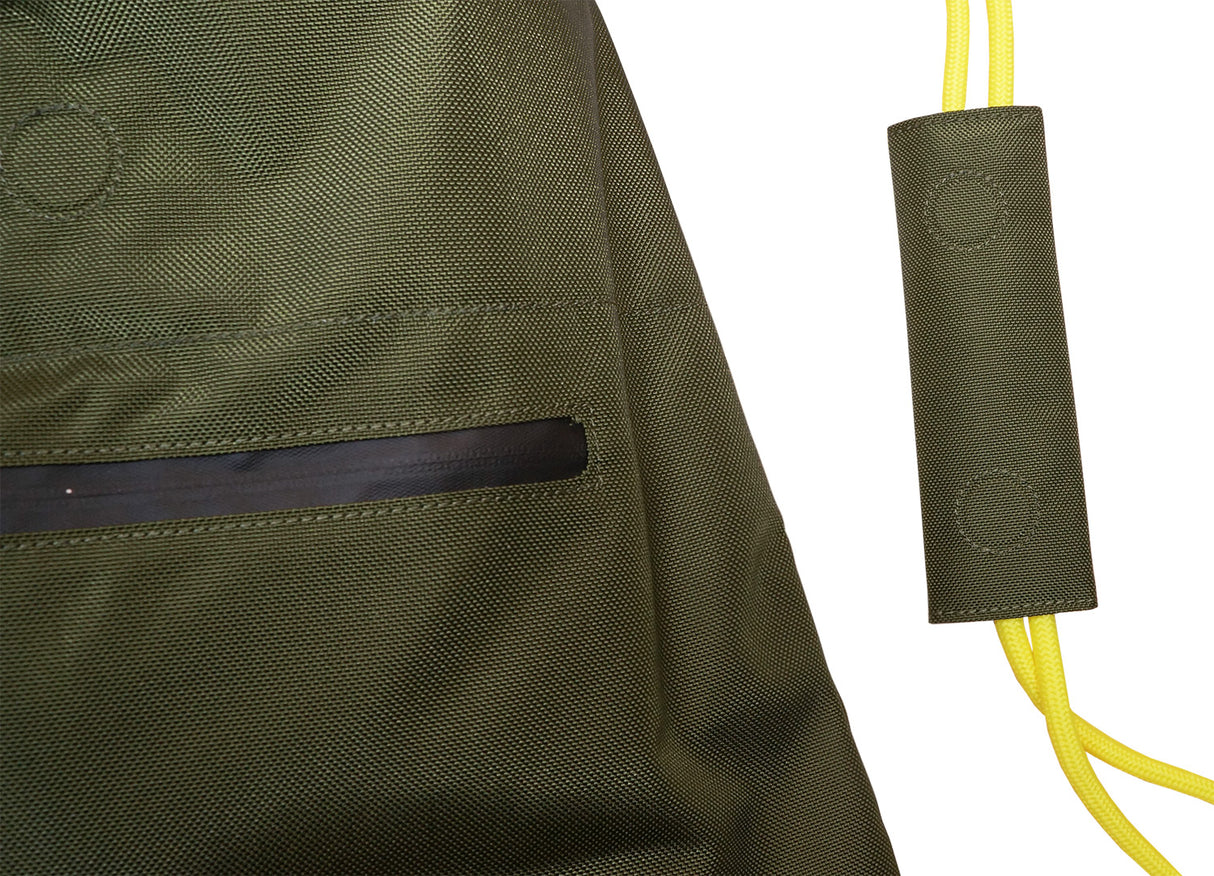 <A 000a001l02> LARGE SIZE Premium drawstring backpack (Green/Yellow)