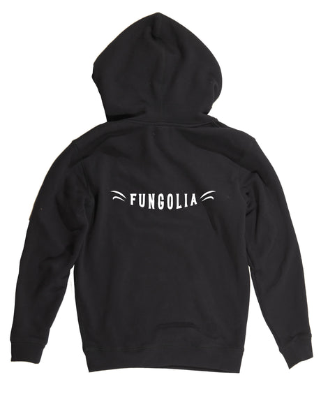 <A 001a82> Fungolia Fleece Big hood Hoodie - TA Skull (black)