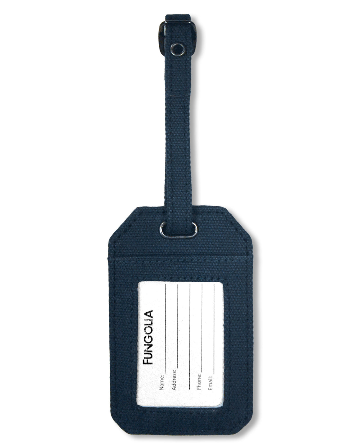 <Ah9> Fungolia Canvas Luggage Tag - Travel Guru (Navy Blue)