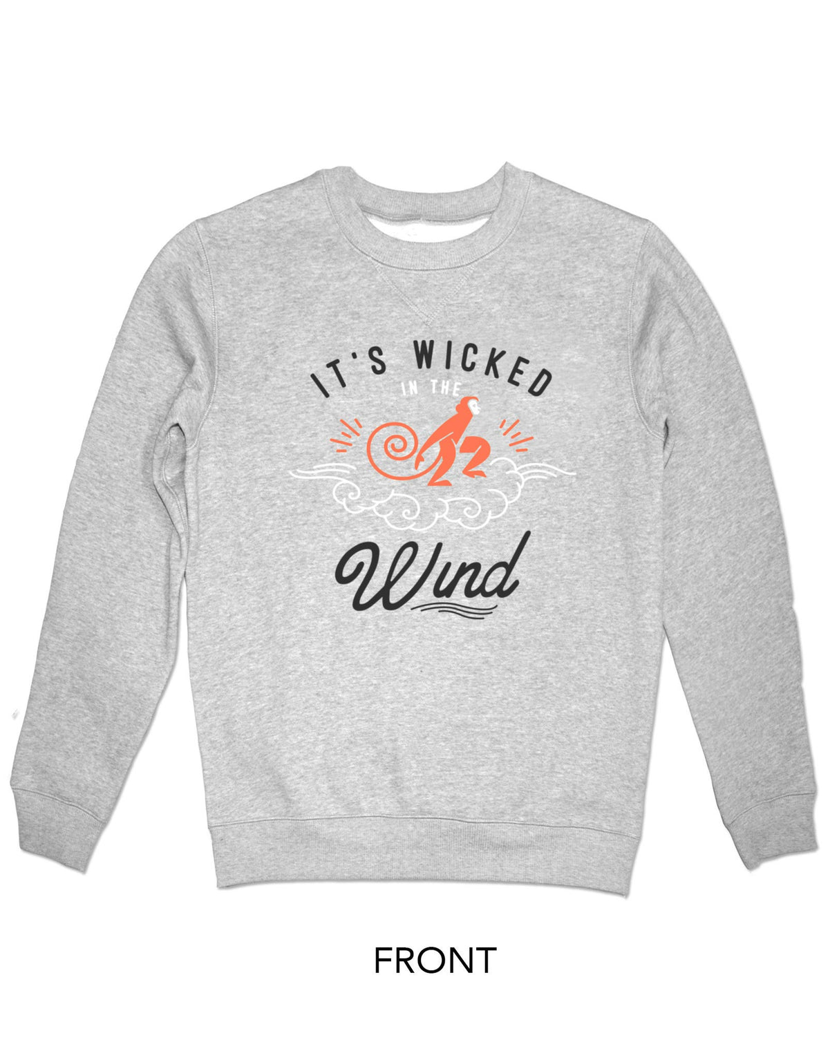 <Ab 005a> Fungolia Fleece Sweatshirt - Monkey in the Wind (Grey)