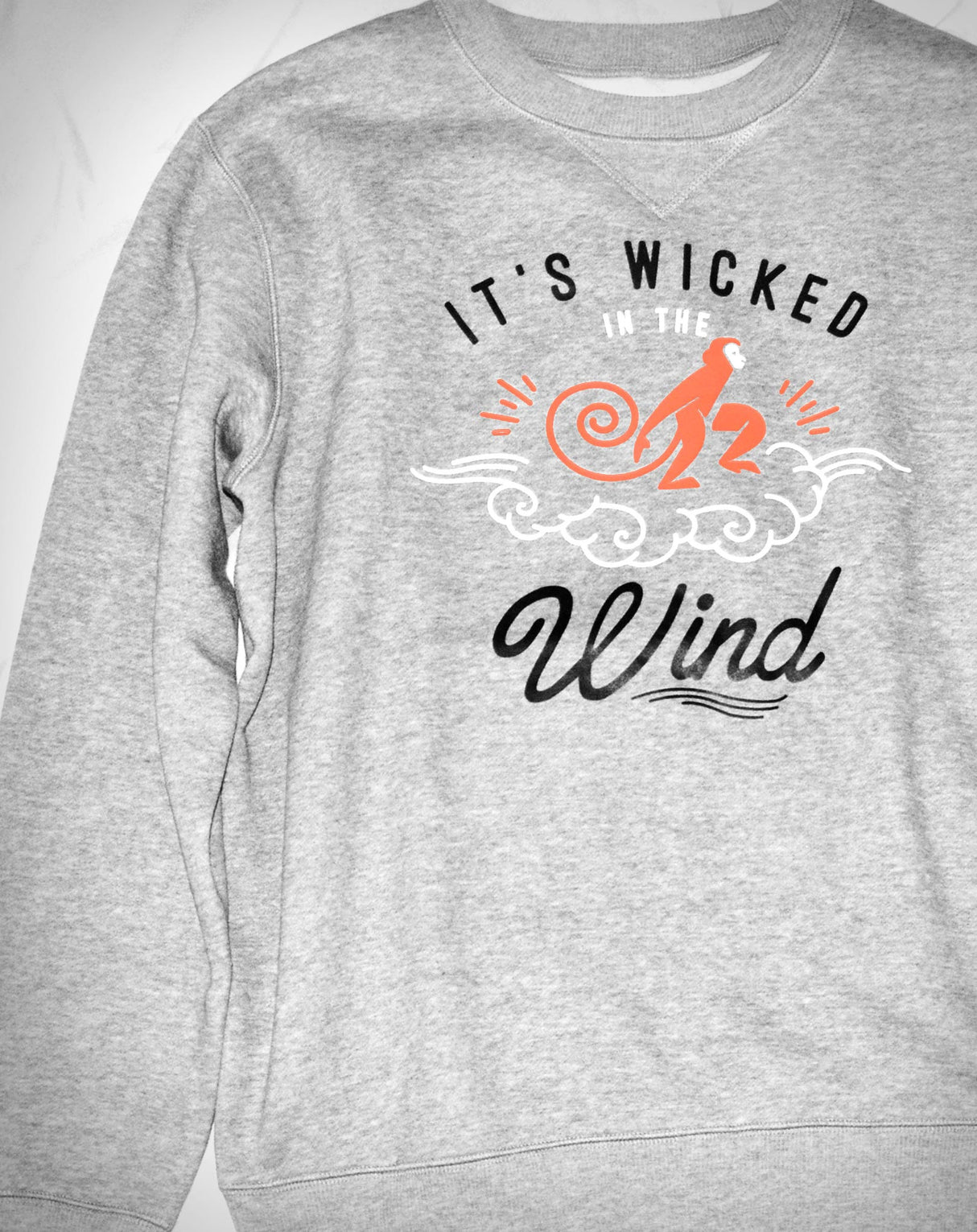 <Ab 005a> Fungolia Fleece Sweatshirt - Monkey in the Wind (Grey)