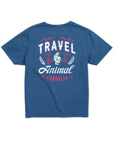 <A 095> Skull Travel Animal - Garment Dyed Blue