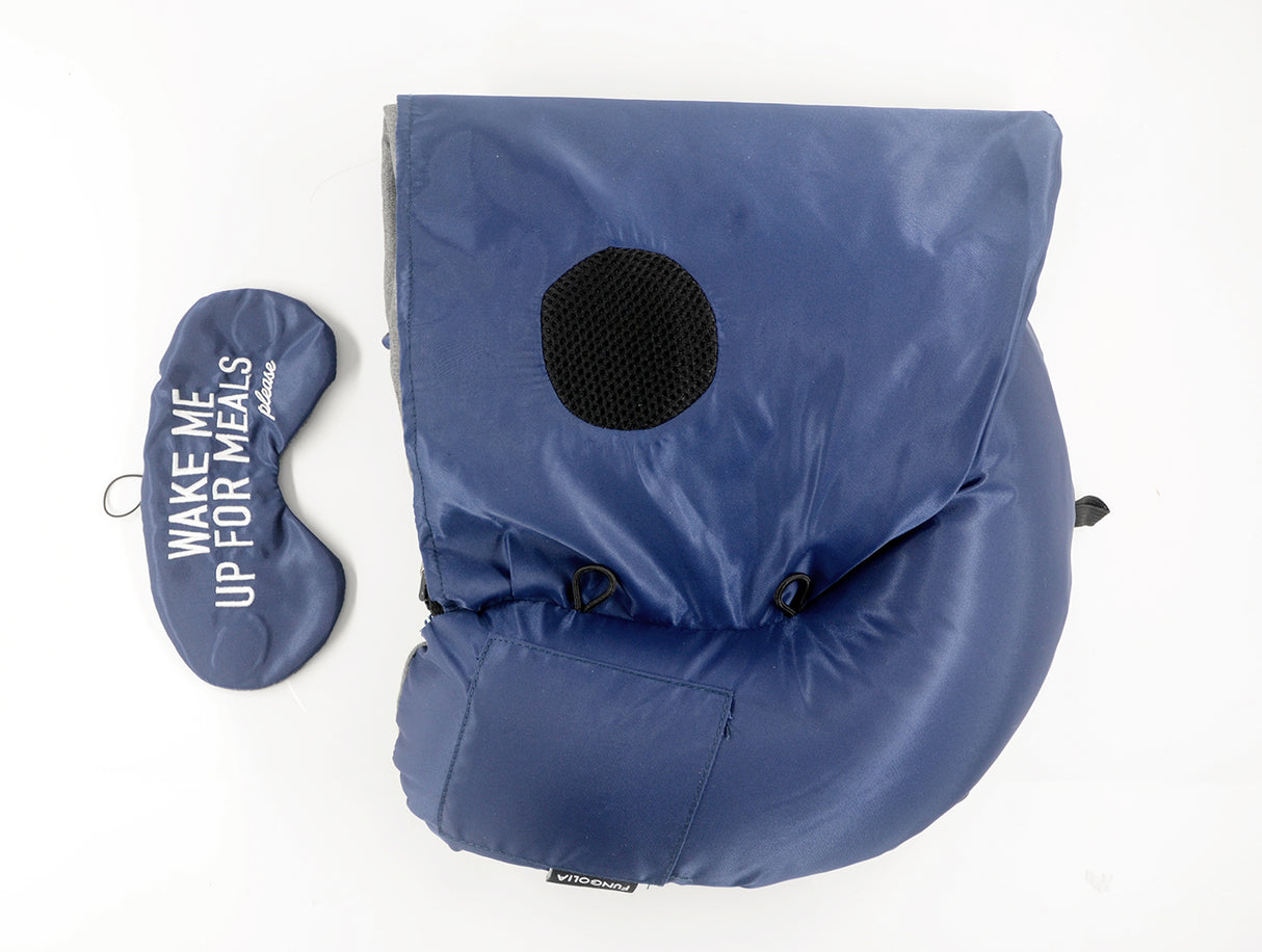 <A 000a001z9c> Fungolia MA-1 Memory Foam Travel Hoodie Pillow (Navy blue)