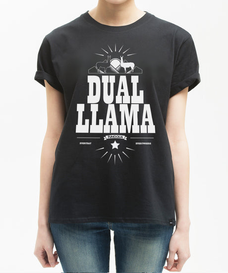 <t0028>Dual Llama T 卹（黑色） </t0028>