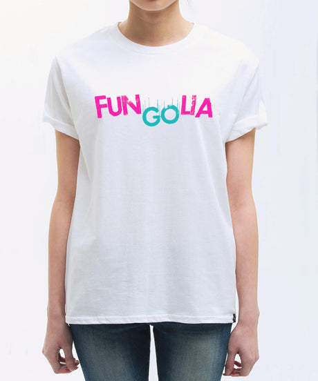 <s002>Fungolia Fun&amp;Go 標誌 T 卹（粉紅色和青色）</s002>
