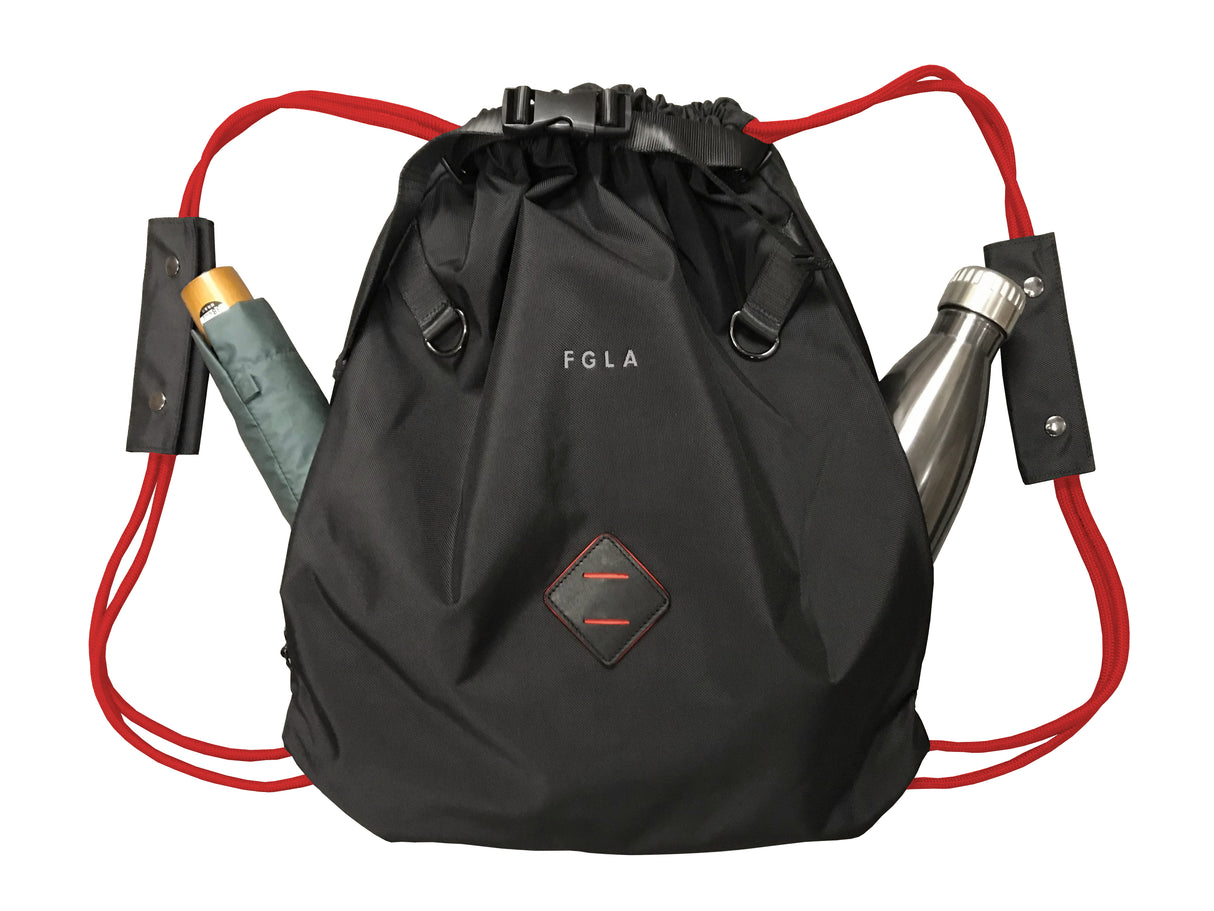 <A 000a001l03> LARGE SIZE Premium drawstring backpack (Black/Red)