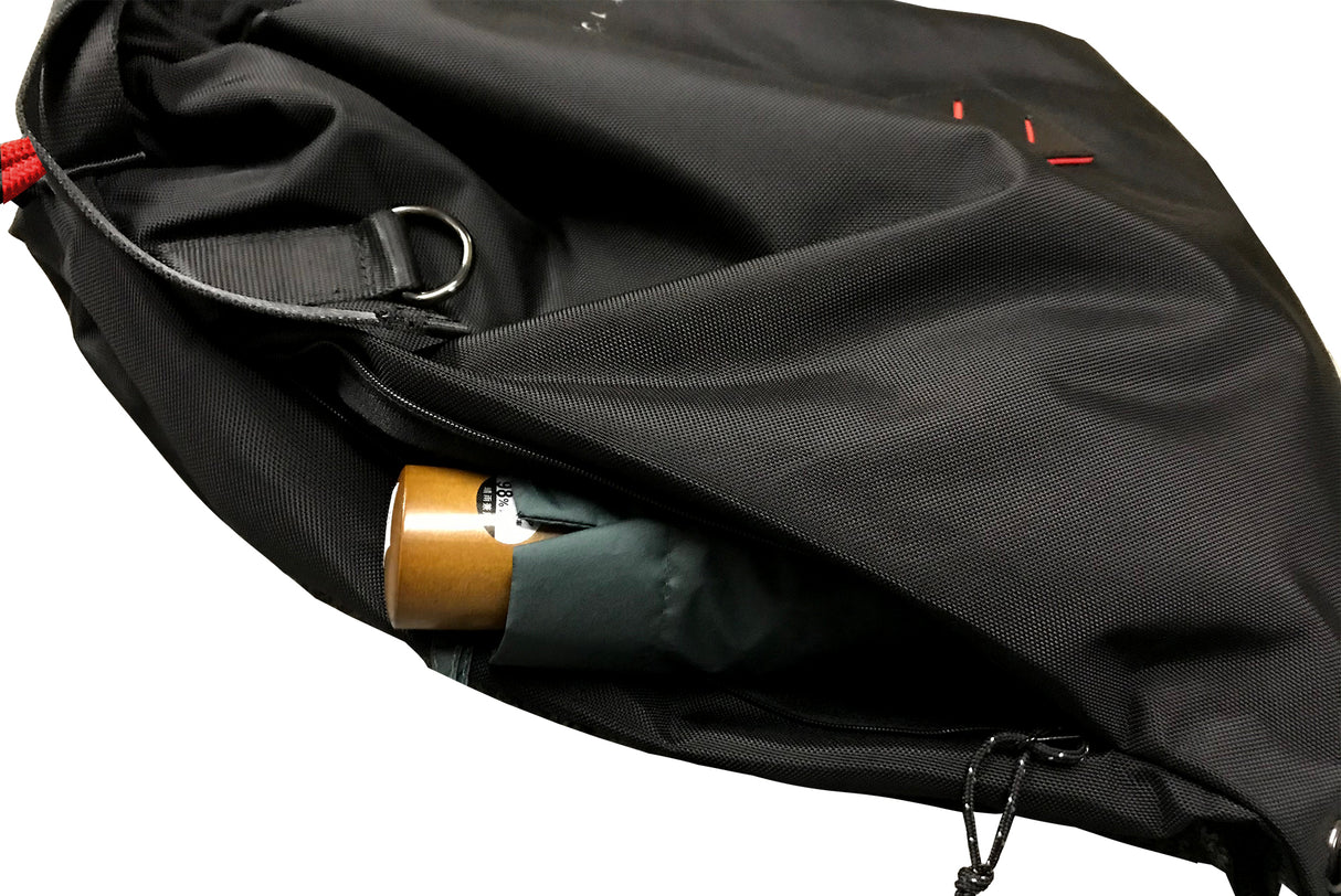 <A 000a001l03> LARGE SIZE Premium drawstring backpack (Black/Red)