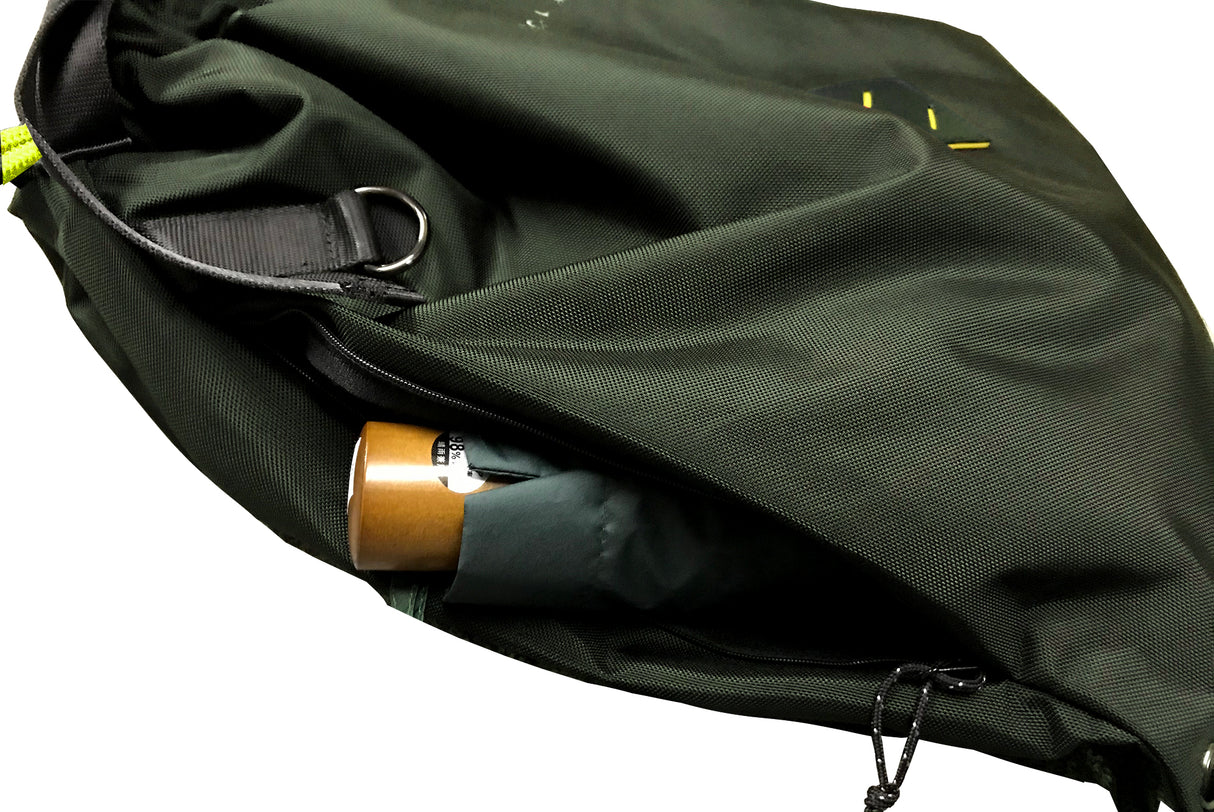<A 000a001l02> LARGE SIZE Premium drawstring backpack (Green/Yellow)