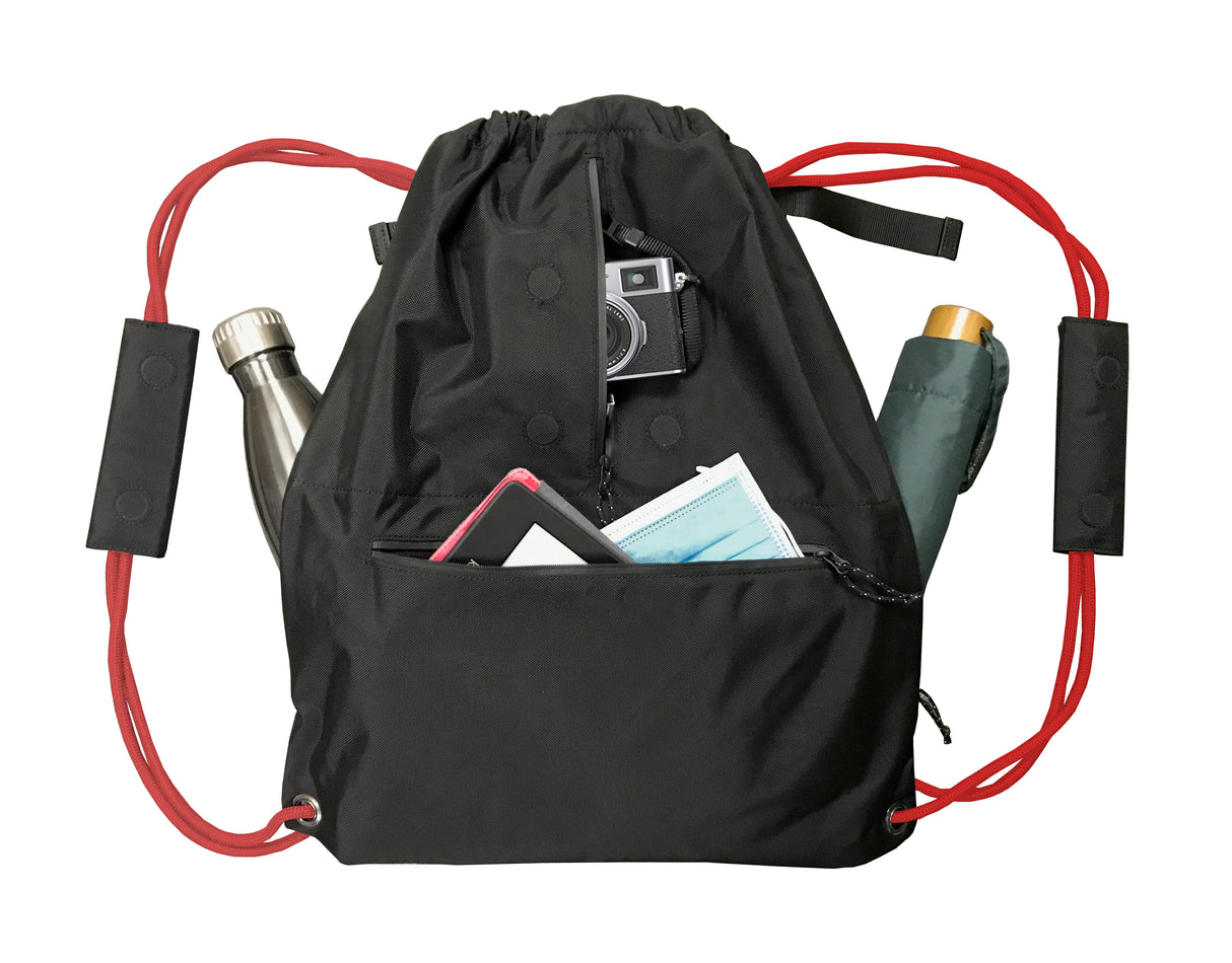 <A 000a001l03> LARGE SIZE Premium drawstring backpack (Black/Red)