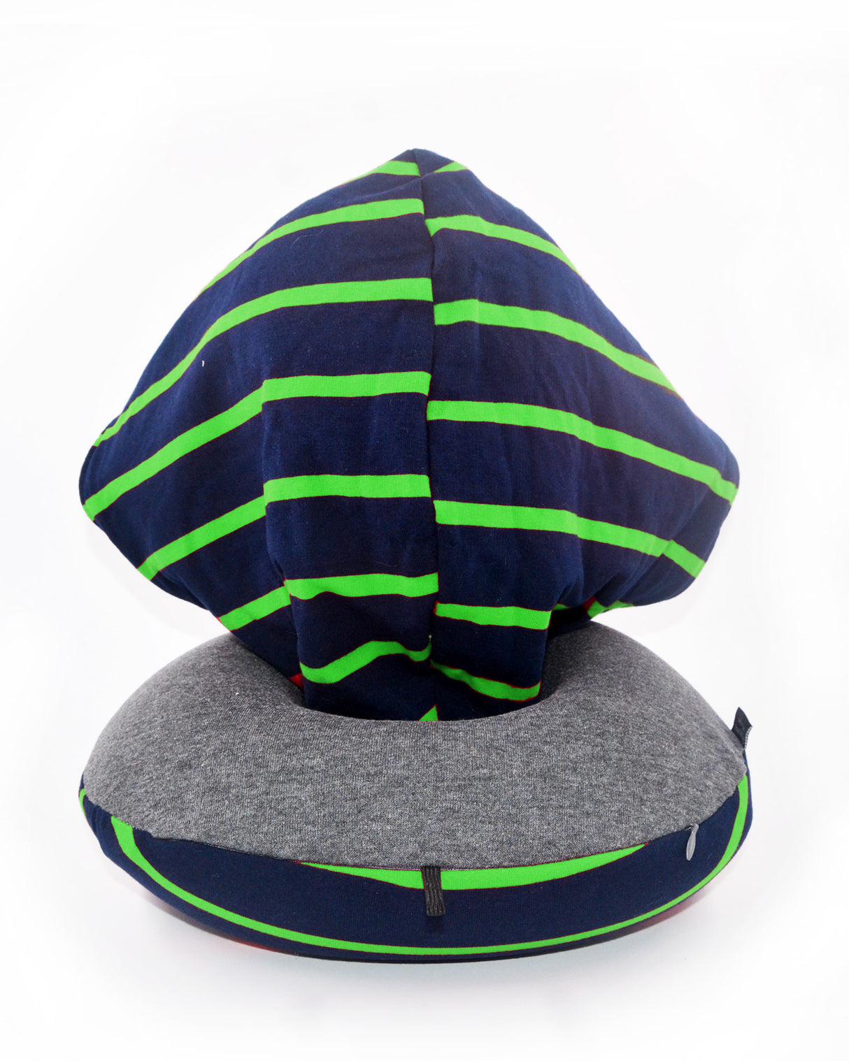 <A 002d>Stripe Hoodie Pillow - Navy/Green Stripe