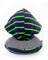 <A 002d>Stripe Hoodie Pillow - Navy/Green Stripe
