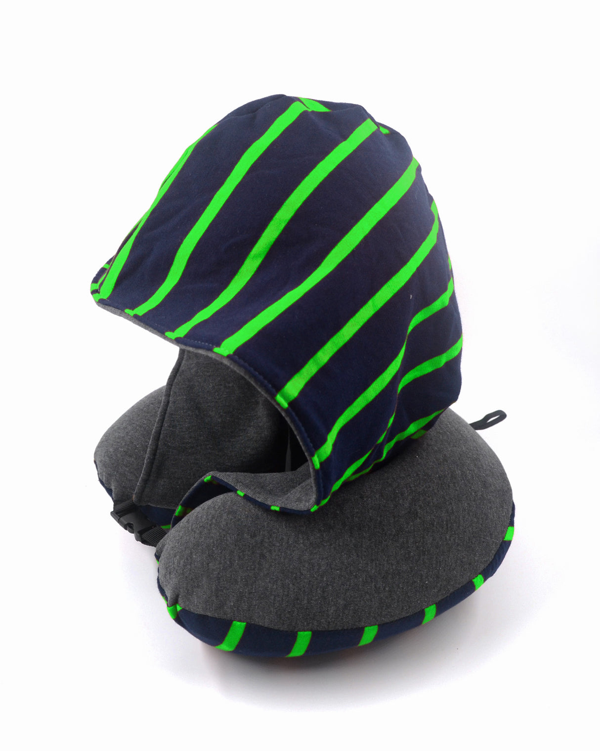 <A 002d>Stripe Hoodie Pillow - Navy/Green Stripe