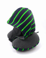 <A 002d>Stripe Hoodie Pillow - Navy/Green Stripe