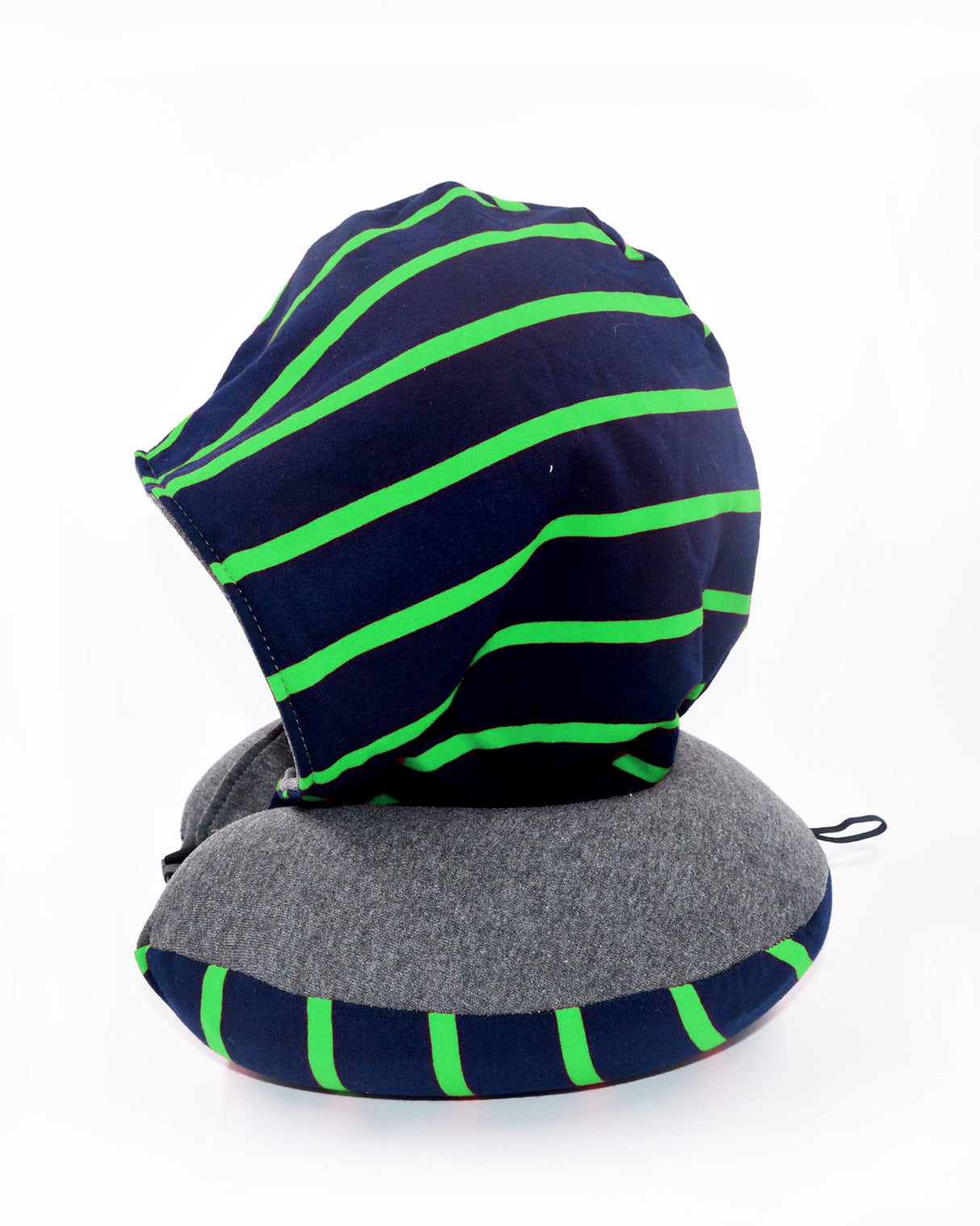 <A 002d>Stripe Hoodie Pillow - Navy/Green Stripe