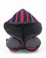 <A 002e>Stripe Hoodie Pillow - Navy/Red Stripe