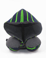 <A 002d>Stripe Hoodie Pillow - Navy/Green Stripe