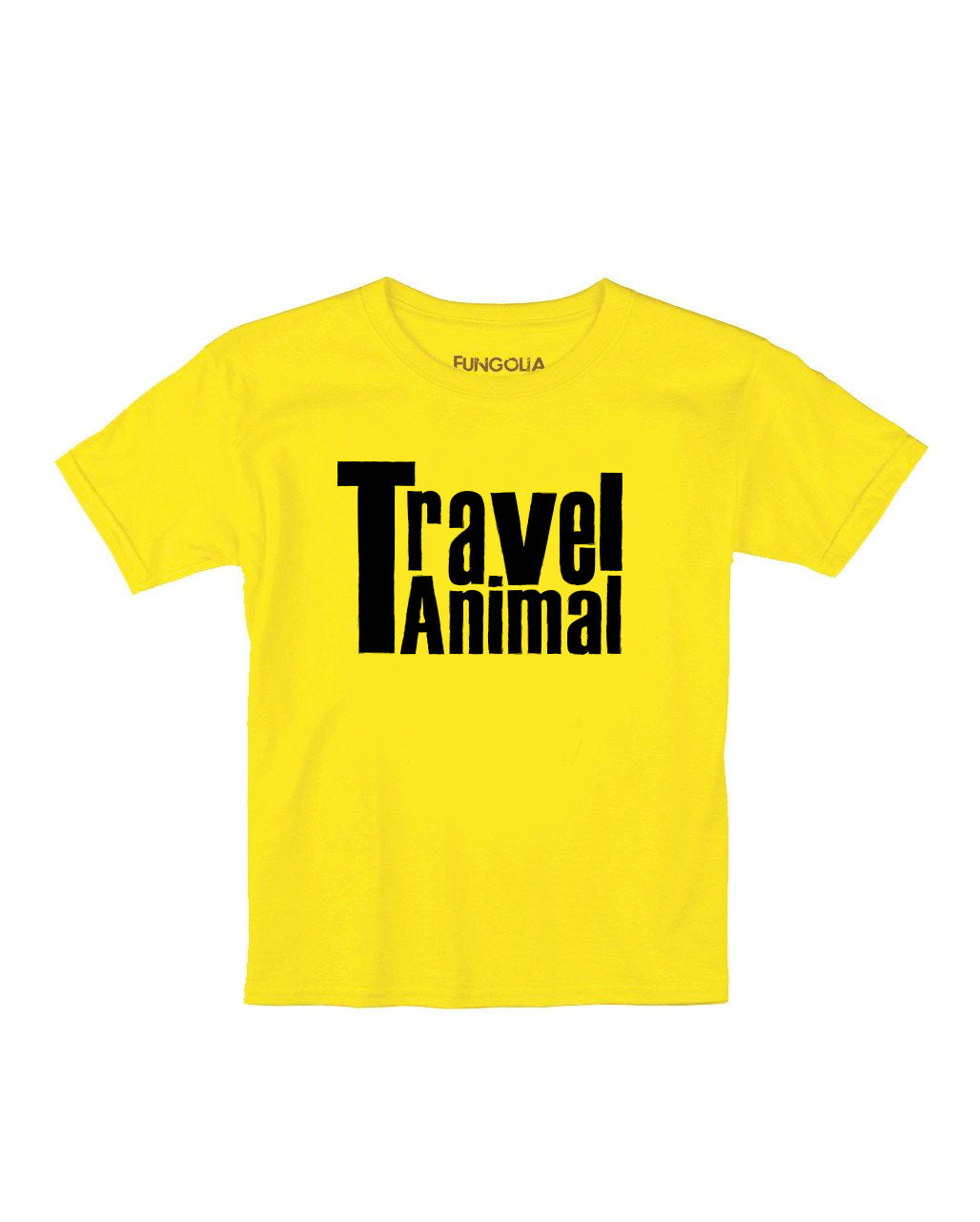 <A 000a94> Kids Travel Animal Tee (Black on Yellow)