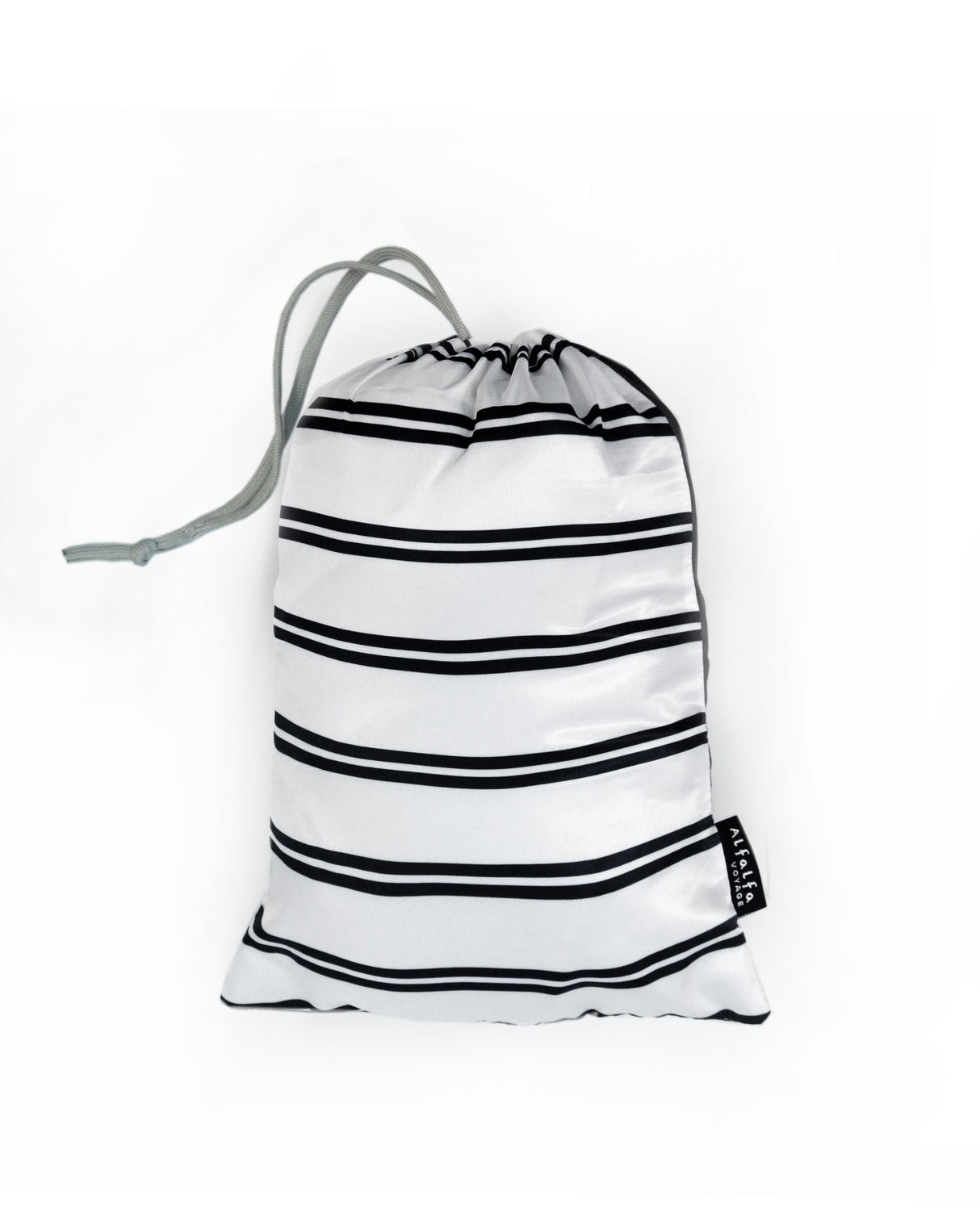 <A 000a62>Stripe Hoodie Pillow - White/Grey Stripe