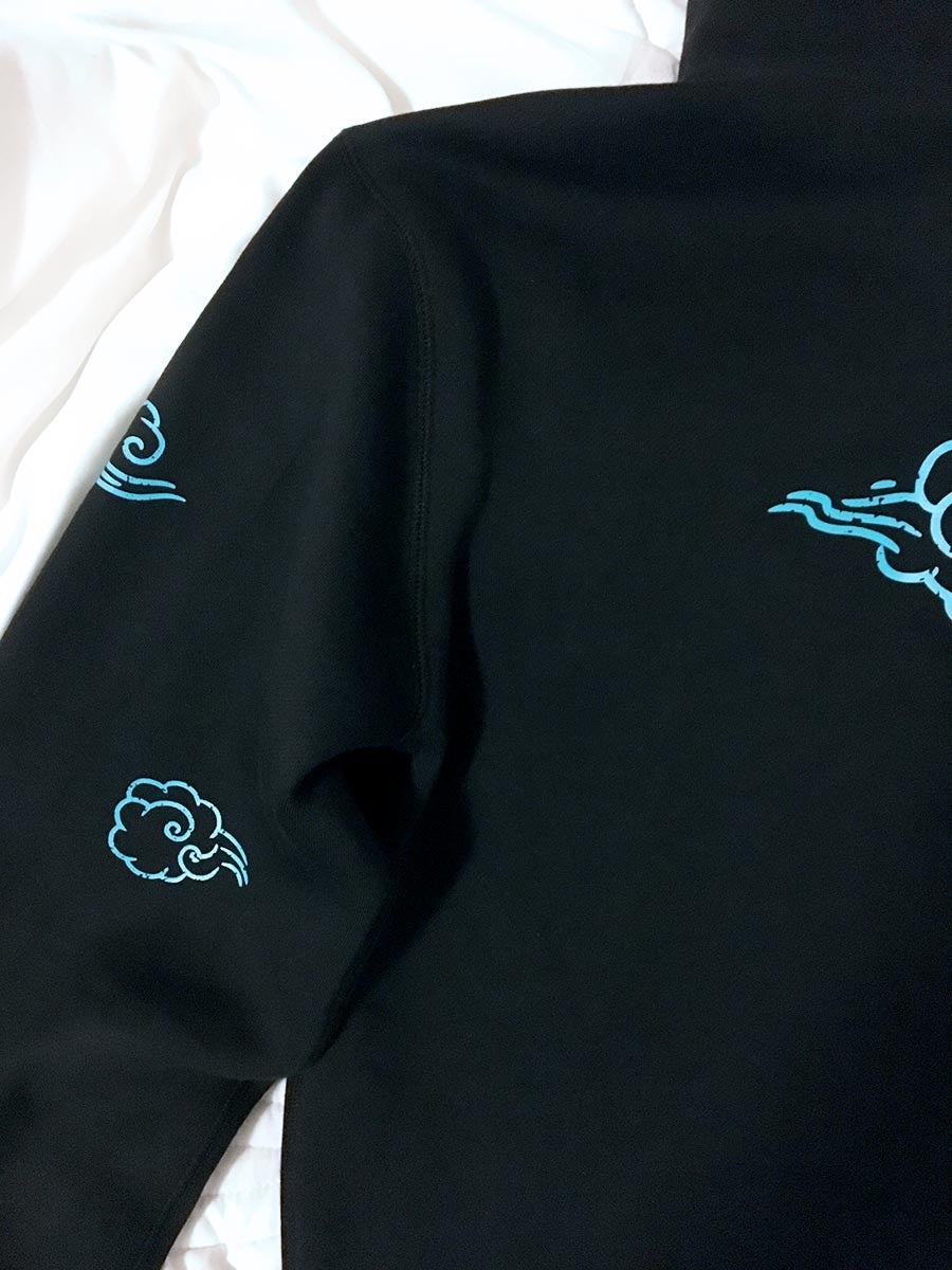 <Ab 007>Fungolia fleece Hoodie - Its Wicked in the Wind (Black)