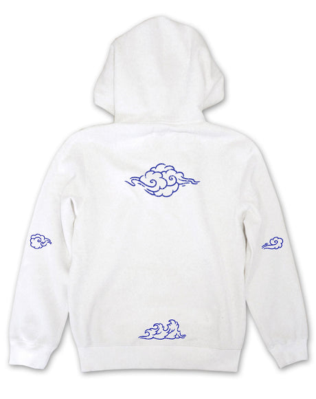 <Ab 001>Fungolia fleece Hoodie - Wicked in the Wind (Red/blue on White)