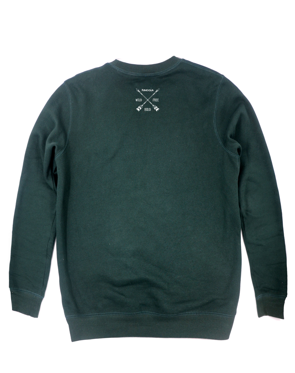 <A 001a93> Fungolia Fleece Crew neck Sweatshirt - WBF large feather (Forest Green)