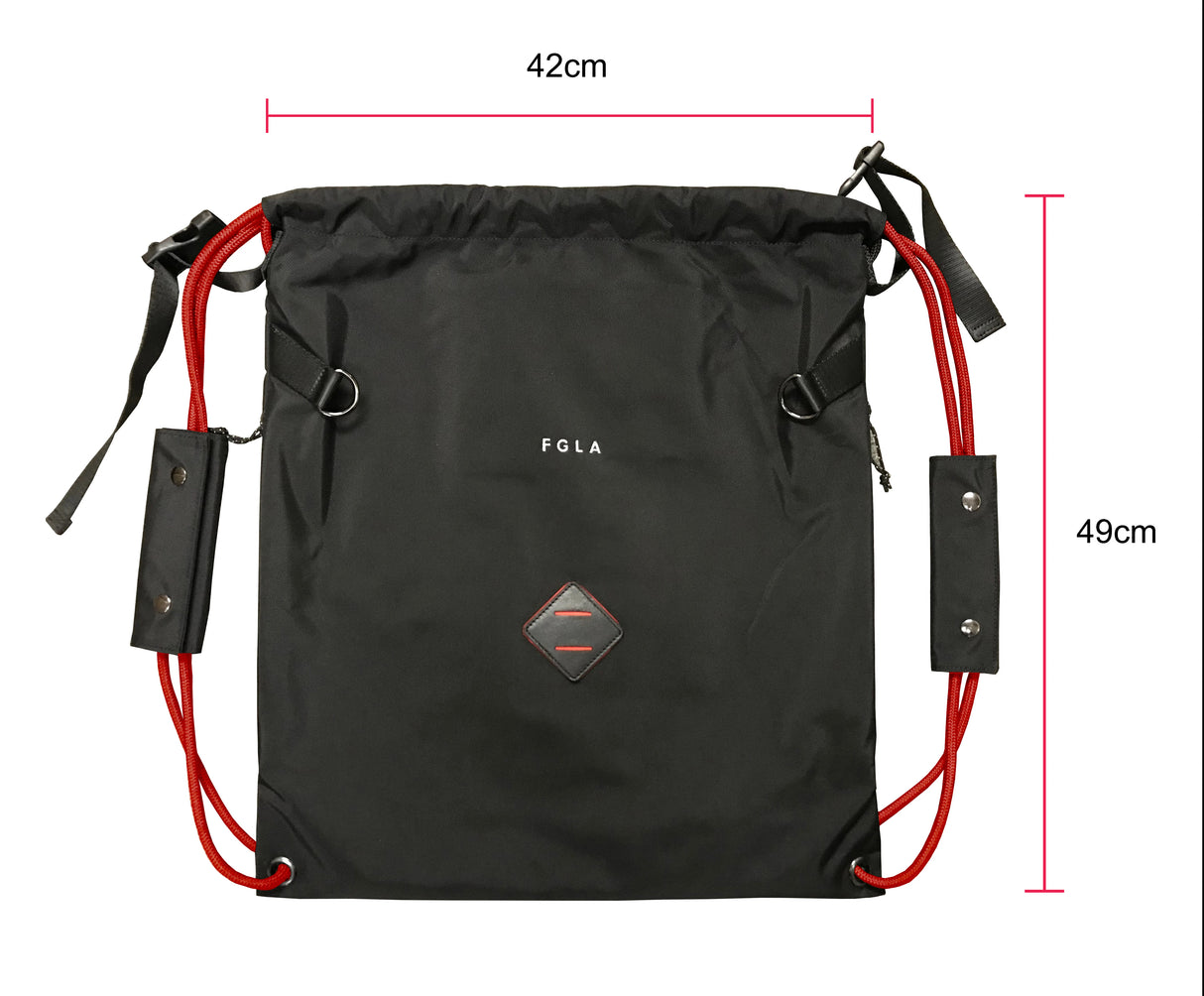 <A 000a001l03> LARGE SIZE Premium drawstring backpack (Black/Red)