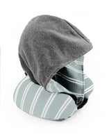 <A 000a61>Stripe Hoodie Pillow - Grey/White Stripe