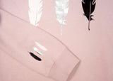 <A 000a109la>Fungolia Fleece Crew Neck Sweatshirt - Large Feathers (Light Pink)