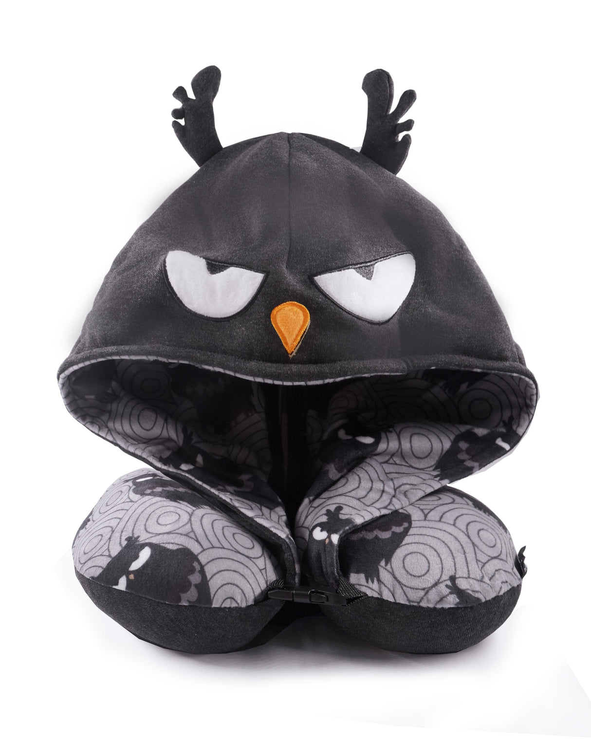 <A 000a002d>"Japan Owl" Memory Foam Travel Hoodie Pillow