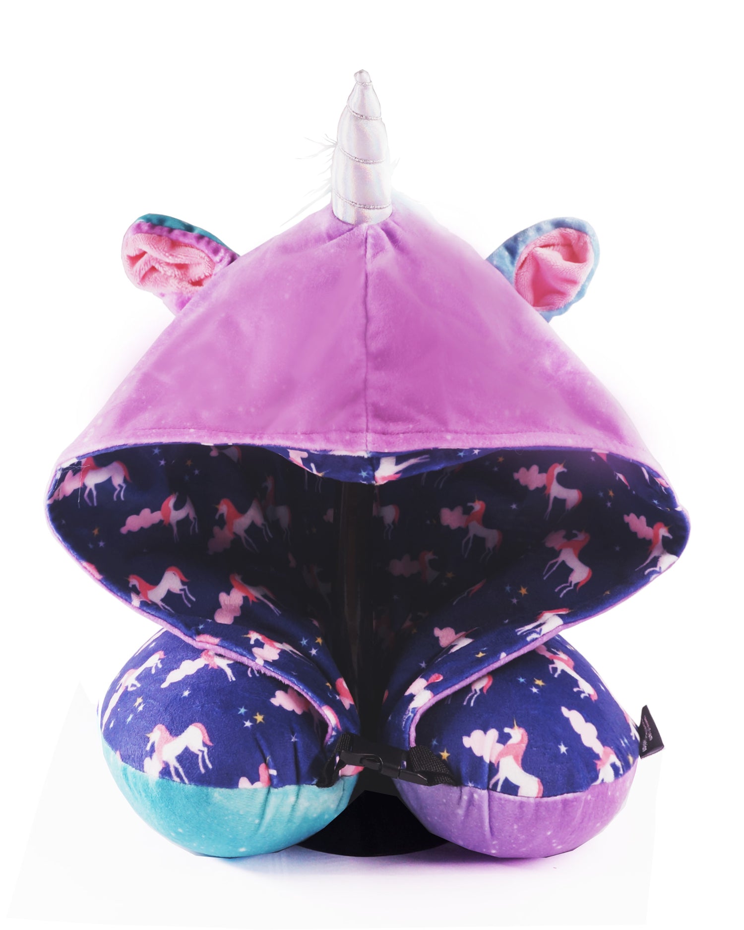 <A 000a002a>"Galaxy Unicorn" Memory Foam Travel Hoodie Pillow